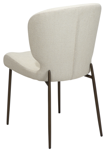 DAN-FORM GLORY spisebordsstol - Bone hvid boucl stof og antik messing metal