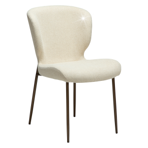 DANFORM Glory spisebordsstol - matteret mandel bouclstof m. glimmer og antik messing stl