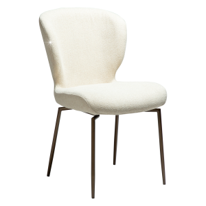 DAN-FORM GLORY spisebordsstol, m. drejeben - Frostet mandel boucl m. shimmer, antik messing metal