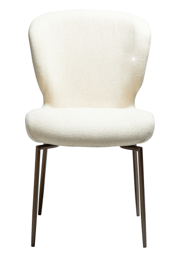 DAN-FORM GLORY spisebordsstol, m. drejeben - Frostet mandel boucl m. shimmer, antik messing metal