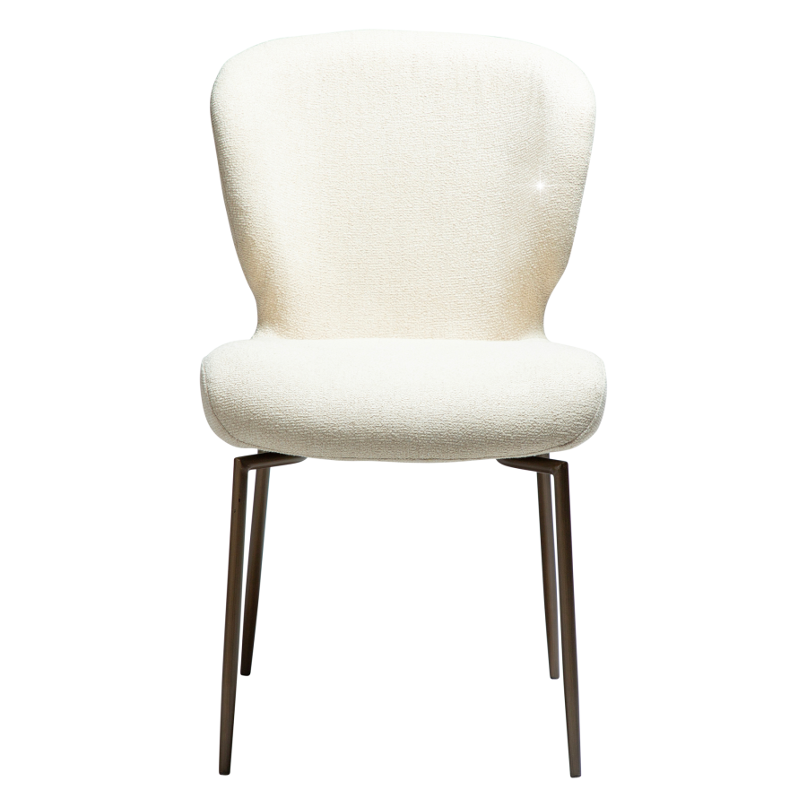 DAN-FORM GLORY spisebordsstol, m. drejeben - Frostet mandel boucl m. shimmer, antik messing metal