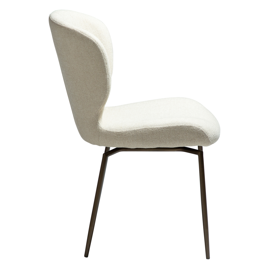 DAN-FORM GLORY spisebordsstol, m. drejeben - Frostet mandel boucl m. shimmer, antik messing metal