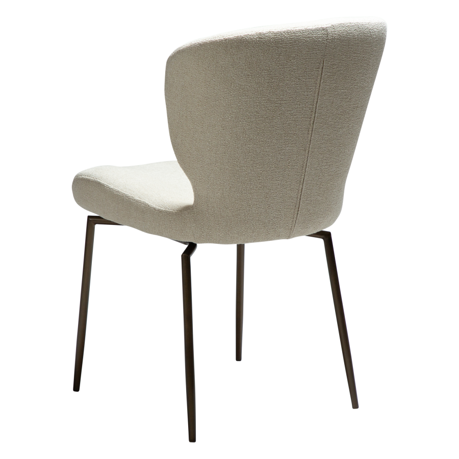 DAN-FORM GLORY spisebordsstol, m. drejeben - Frostet mandel boucl m. shimmer, antik messing metal