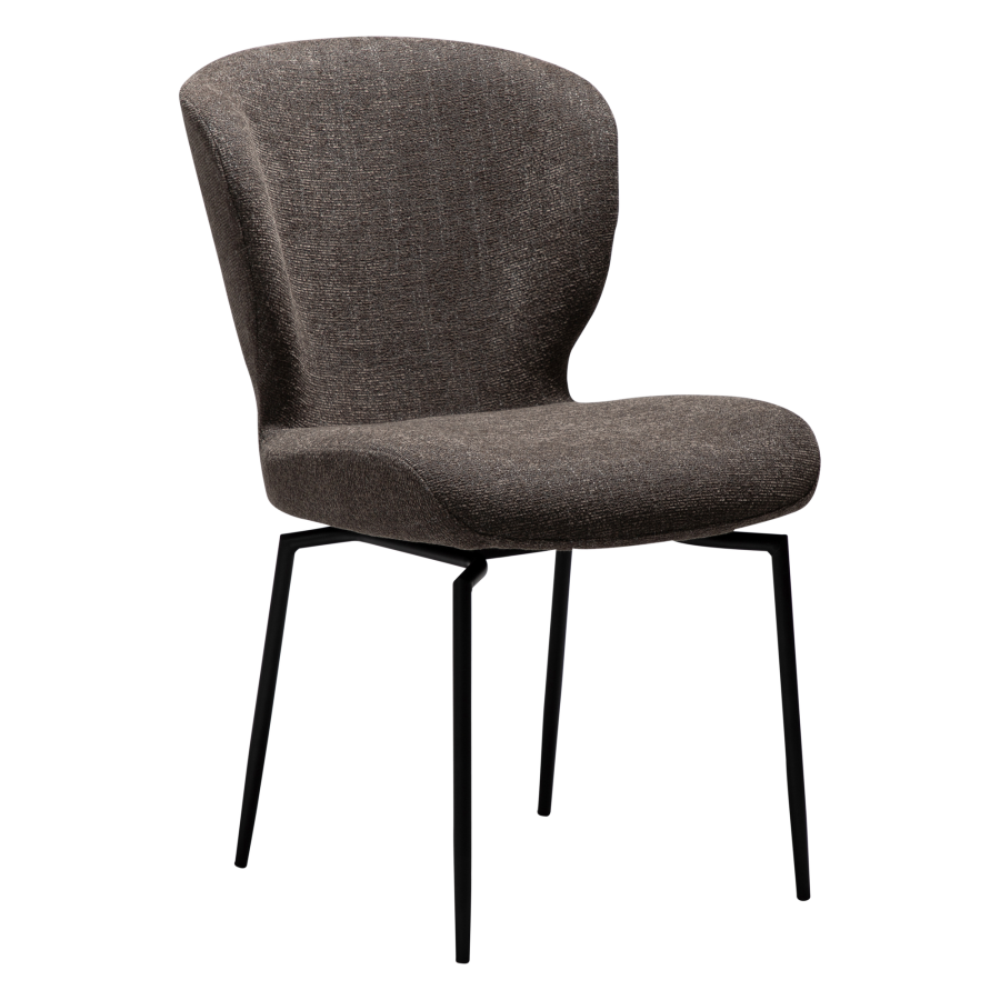 DAN-FORM GLORY spisebordsstol, m. drejefunktion - Major brun boucl stof og sort metal