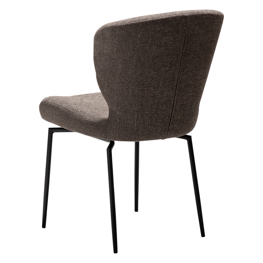 DAN-FORM GLORY spisebordsstol, m. drejefunktion - Major brun boucl stof og sort metal