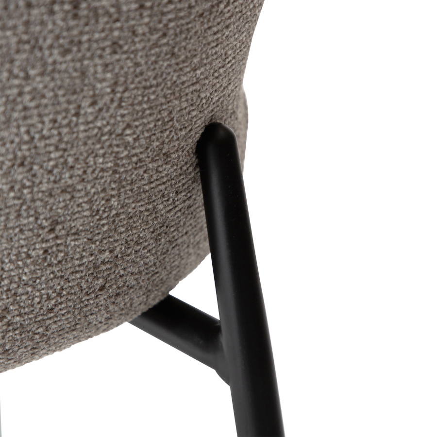 DAN-FORM GLORY spisebordsstol - Pebble earth boucl stof og sort metal