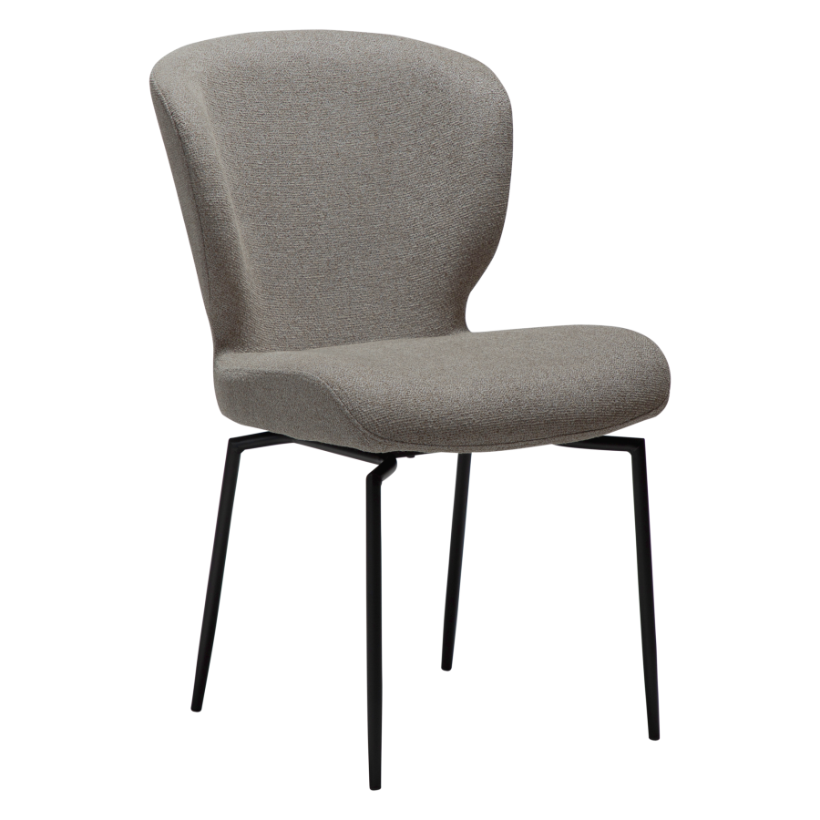 DAN-FORM GLORY spisebordsstol, m. drejefunktion - Pebble earth boucl stof og sort metal