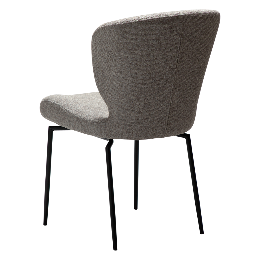 DAN-FORM GLORY spisebordsstol, m. drejefunktion - Pebble earth boucl stof og sort metal