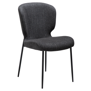 DAN-FORM GLORY spisebordsstol - Ravn sort boucl stof og sort metal