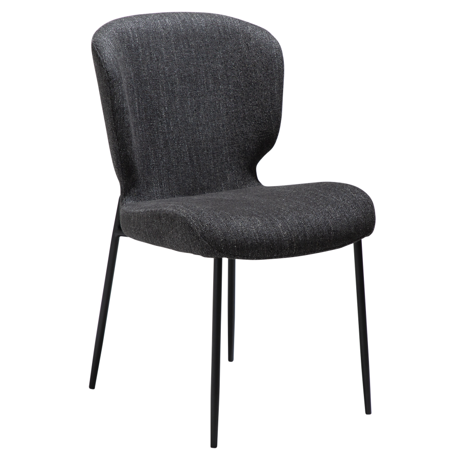 DAN-FORM GLORY spisebordsstol - Ravn sort boucl stof og sort metal