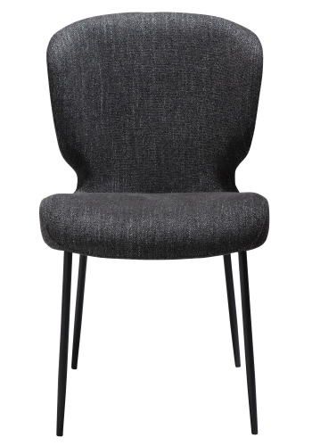 DAN-FORM GLORY spisebordsstol - Ravn sort boucl stof og sort metal