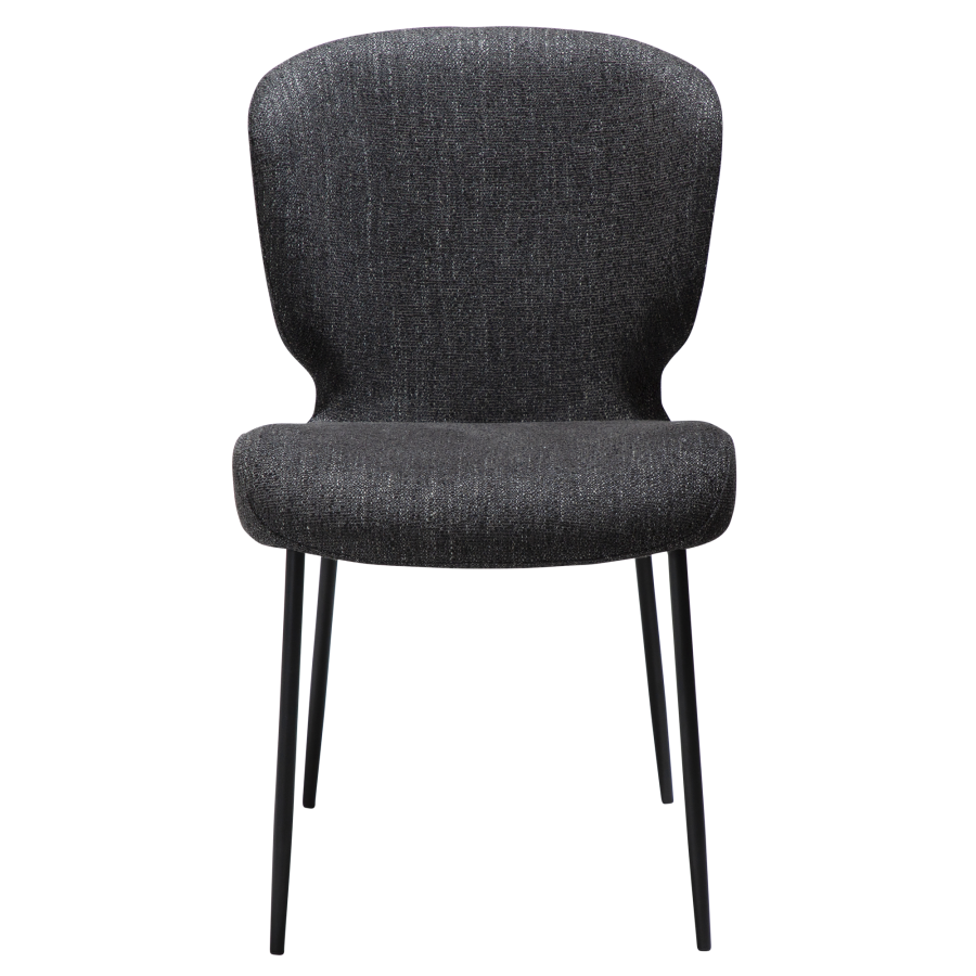 DAN-FORM GLORY spisebordsstol - Ravn sort boucl stof og sort metal