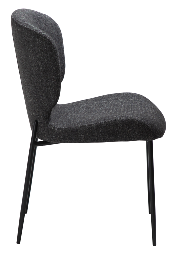 DAN-FORM GLORY spisebordsstol - Ravn sort boucl stof og sort metal