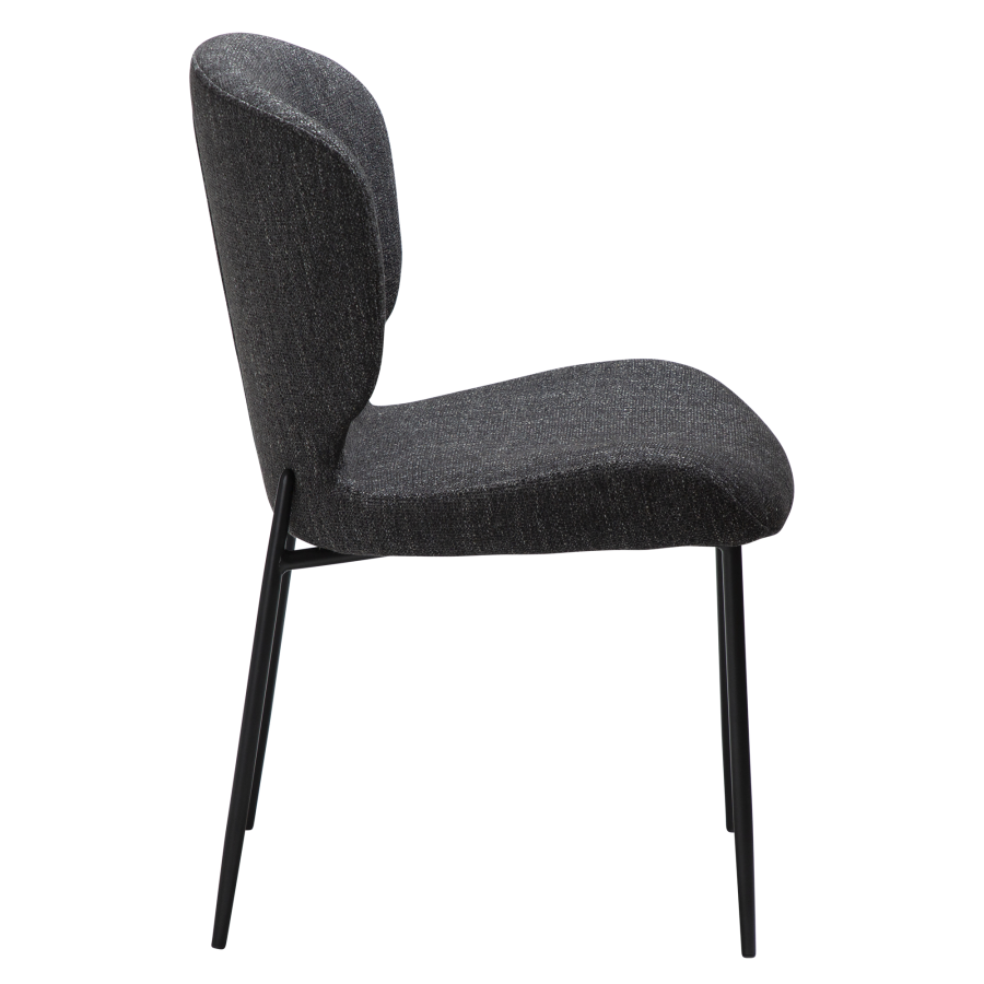 DAN-FORM GLORY spisebordsstol - Ravn sort boucl stof og sort metal
