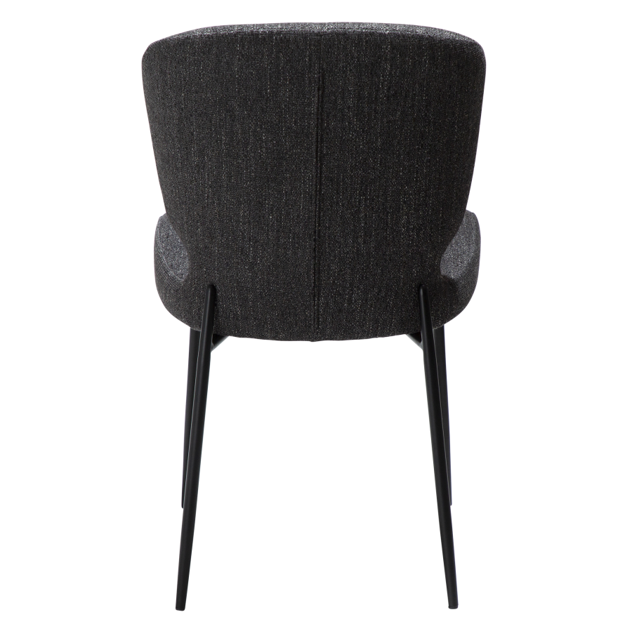 DAN-FORM GLORY spisebordsstol - Ravn sort boucl stof og sort metal