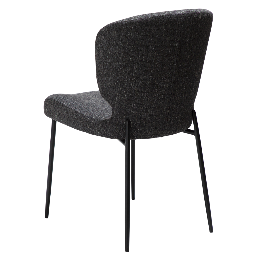 DAN-FORM GLORY spisebordsstol - Ravn sort boucl stof og sort metal