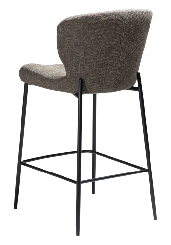 DAN-FORM GLORY barstol, m. rygln og fodsttte - Major brun boucl stof og sort metal