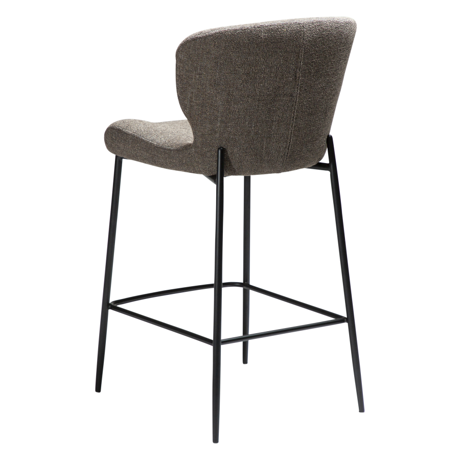 DAN-FORM GLORY barstol, m. rygln og fodsttte - Major brun boucl stof og sort metal