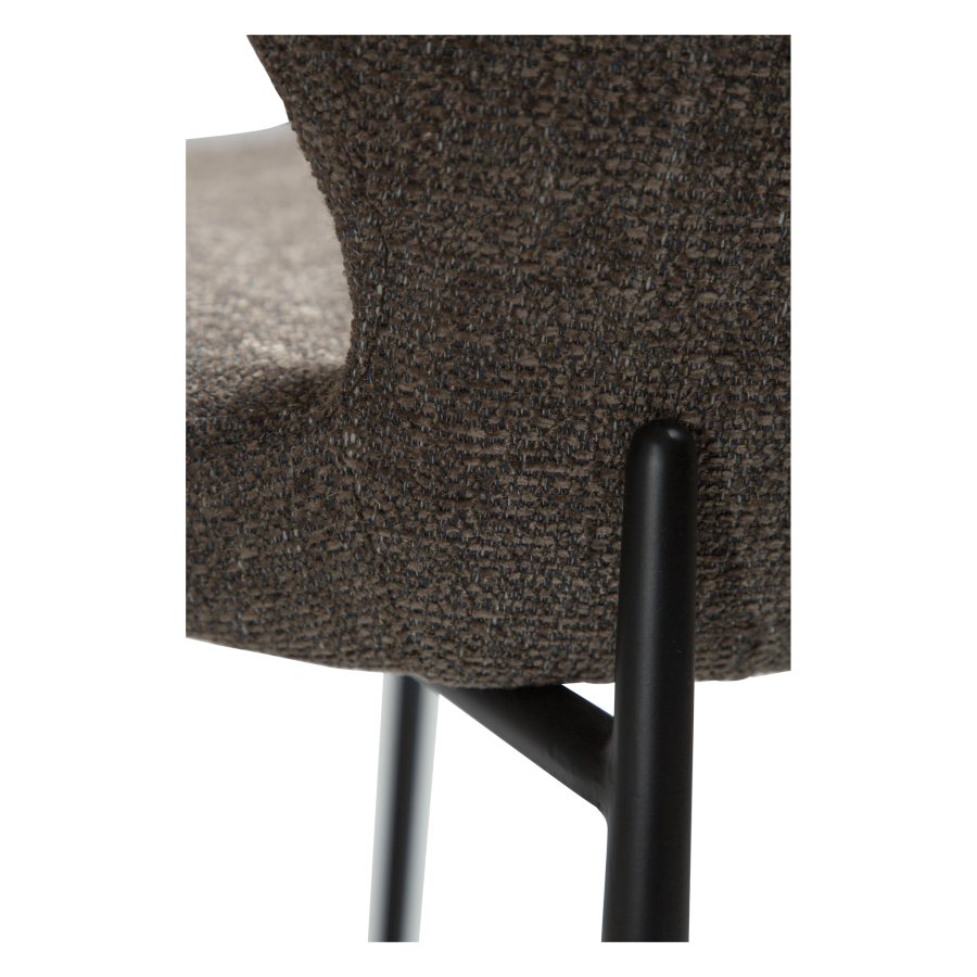 DAN-FORM GLORY barstol, m. rygln og fodsttte - Major brun boucl stof og sort metal