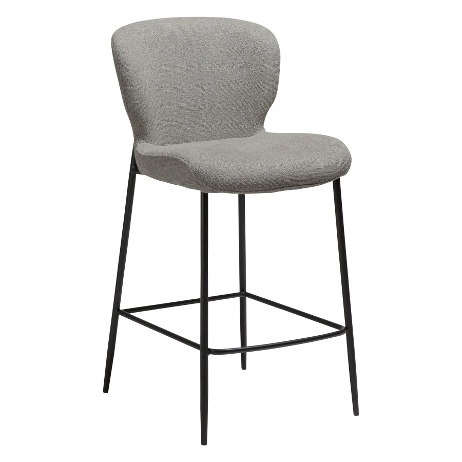 DAN-FORM GLORY barstol, m. rygln og fodsttte - Pebble earth boucl stof og sort metal