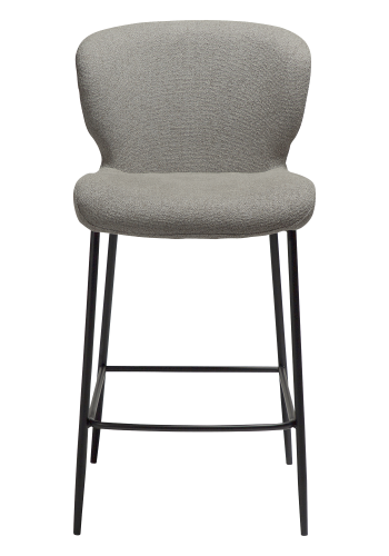 DAN-FORM GLORY barstol, m. rygln og fodsttte - Pebble earth boucl stof og sort metal