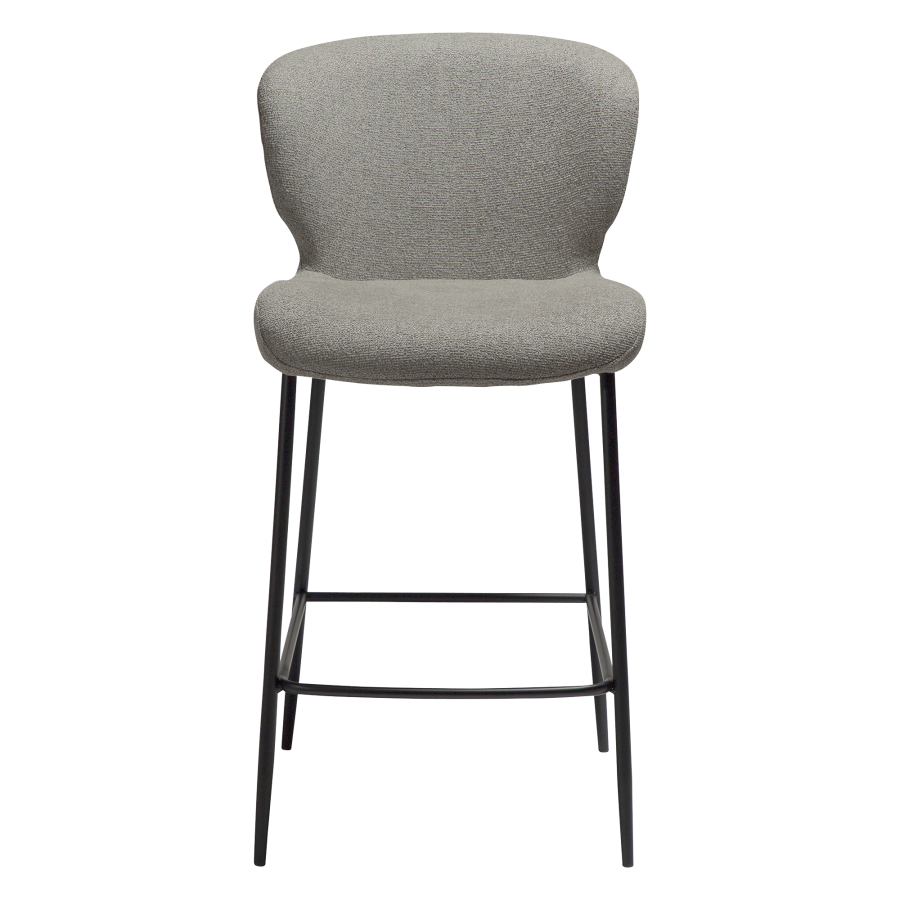 DAN-FORM GLORY barstol, m. rygln og fodsttte - Pebble earth boucl stof og sort metal