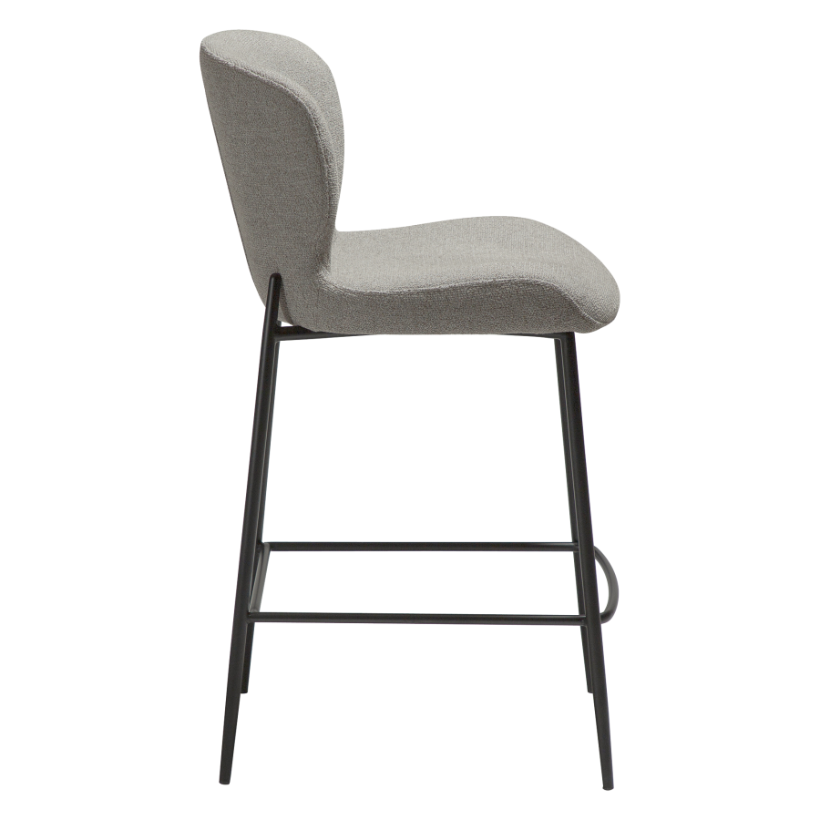 DAN-FORM GLORY barstol, m. rygln og fodsttte - Pebble earth boucl stof og sort metal