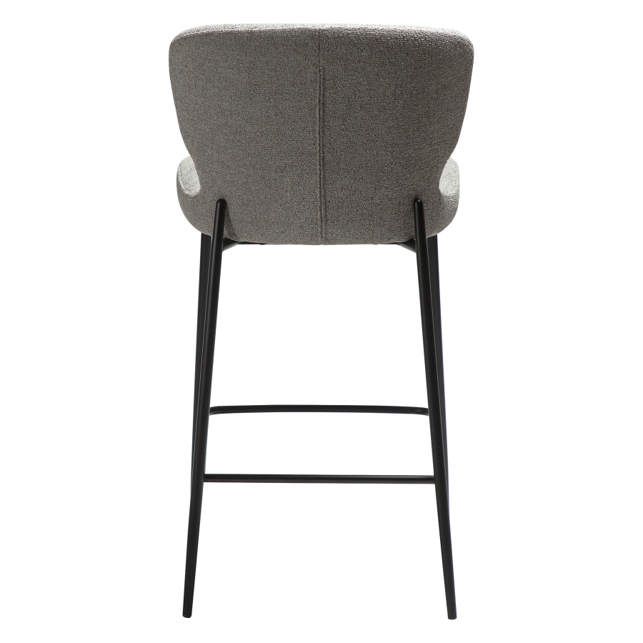 DAN-FORM GLORY barstol, m. rygln og fodsttte - Pebble earth boucl stof og sort metal