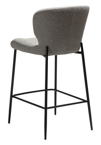 DAN-FORM GLORY barstol, m. rygln og fodsttte - Pebble earth boucl stof og sort metal