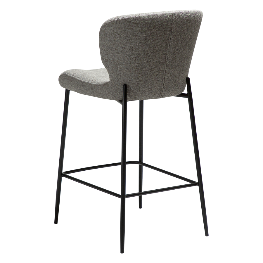 DAN-FORM GLORY barstol, m. rygln og fodsttte - Pebble earth boucl stof og sort metal