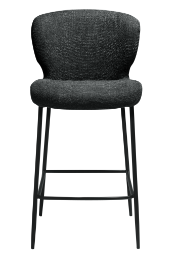 DAN-FORM GLORY barstol, m. rygln og fodsttte - Raven sort boucl stof og sort metal