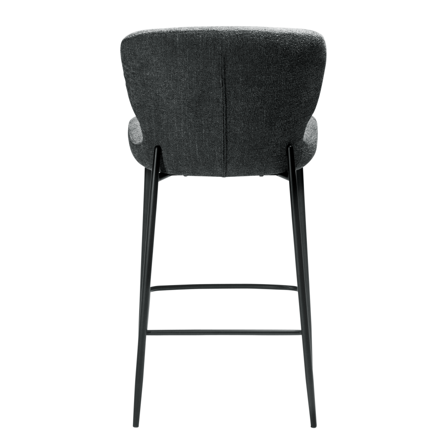 DAN-FORM GLORY barstol, m. rygln og fodsttte - Raven sort boucl stof og sort metal