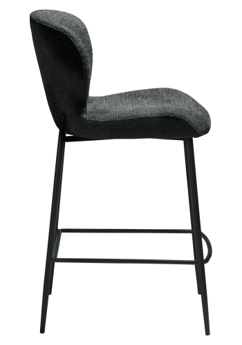 DAN-FORM GLORY barstol, m. rygln og fodsttte - Raven sort boucl stof og sort metal