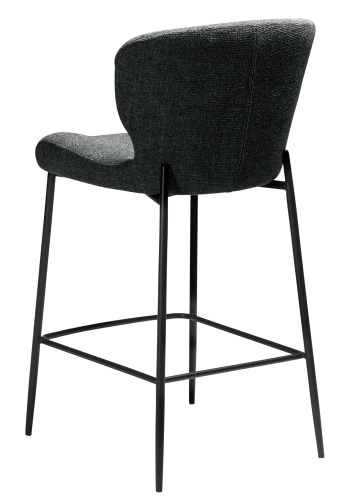 DAN-FORM GLORY barstol, m. rygln og fodsttte - Raven sort boucl stof og sort metal