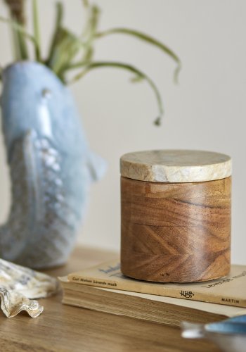 CREATIVE COLLECTION Lisanne Glas mit Deckel, Natur, FSC100%, Akazie