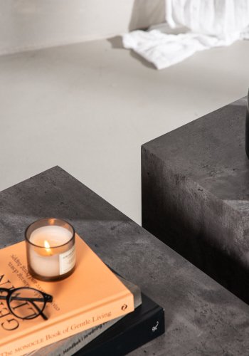 VENTURE DESIGN York salongbord - MDF med gr marmorlook (sett med 2)