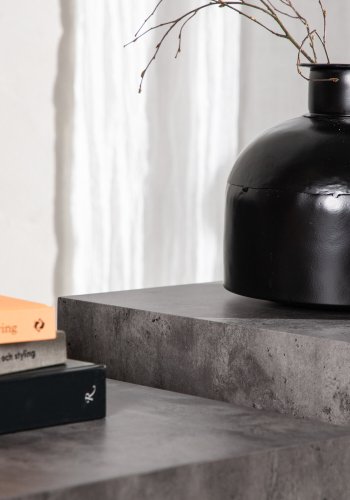 VENTURE DESIGN York salongbord - MDF med gr marmorlook (sett med 2)