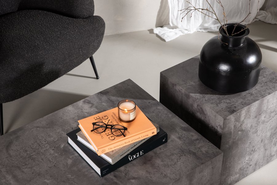 VENTURE DESIGN York salongbord - MDF med gr marmorlook (sett med 2)