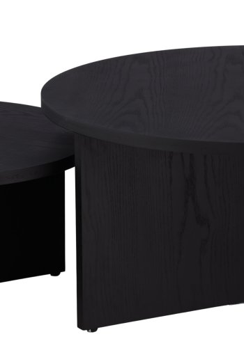 VENTURE DESIGN Salt salongbord, rundt - svart MDF med finer (sett med 2)