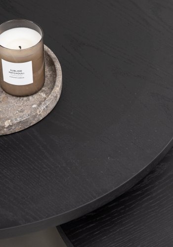 VENTURE DESIGN Salt salongbord, rundt - svart MDF med finer (sett med 2)