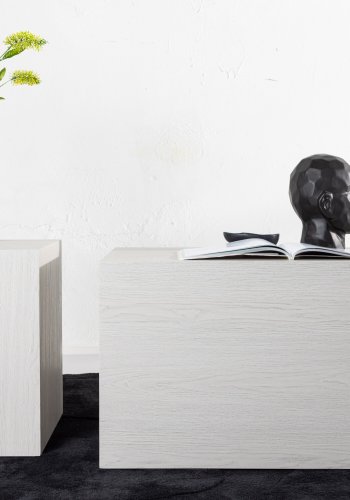 VENTURE DESIGN York salongbord - hvitkalket MDF med 3D-papir (sett med 2)