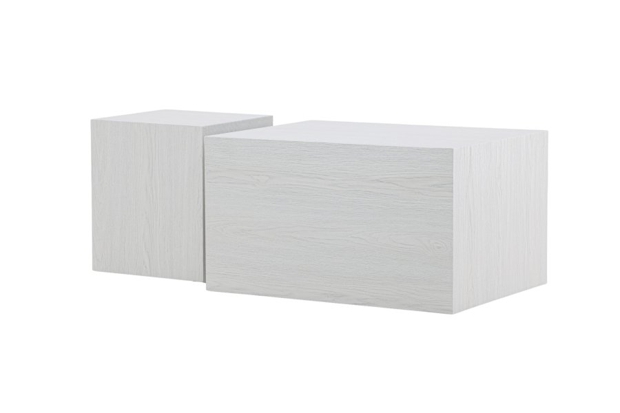 VENTURE DESIGN York salongbord - hvitkalket MDF med 3D-papir (sett med 2)