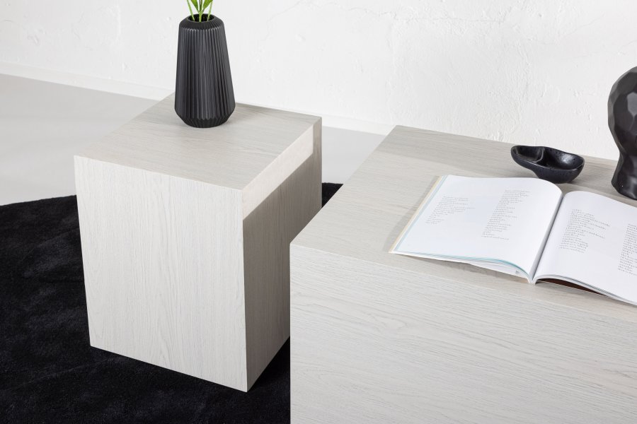 VENTURE DESIGN York salongbord - hvitkalket MDF med 3D-papir (sett med 2)