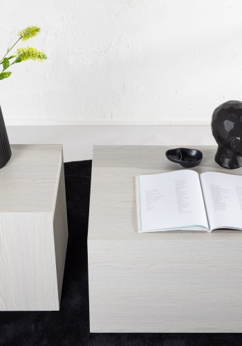 VENTURE DESIGN York salongbord - hvitkalket MDF med 3D-papir (sett med 2)