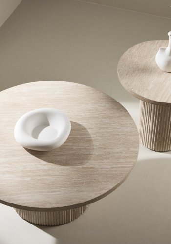 VENTURE HOME Hrn Salongbord 80x38 cm + 50x45 cm - Travertin-look