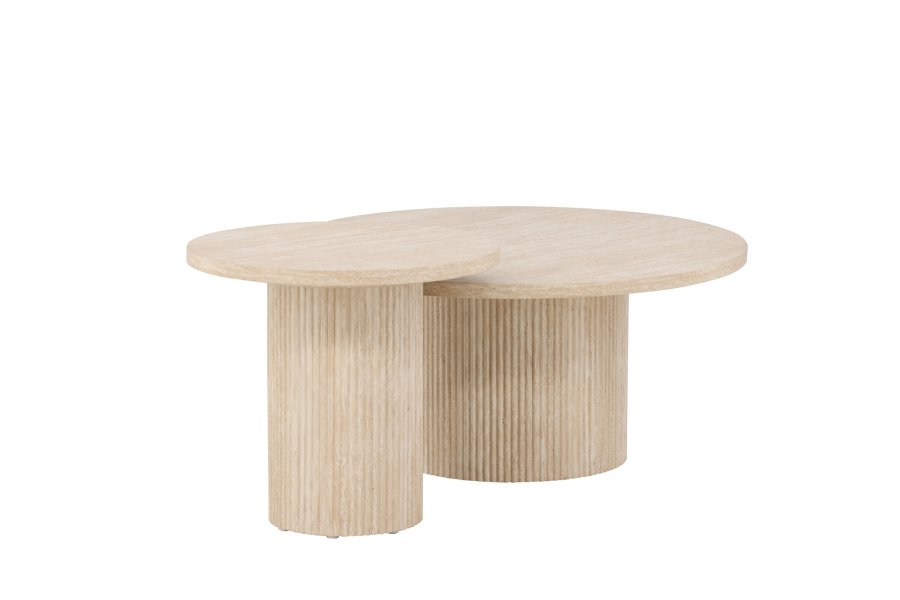 VENTURE HOME Hrn Salongbord 80x38 cm + 50x45 cm - Travertin-look