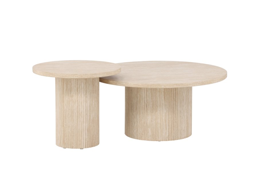 VENTURE HOME Hrn Salongbord 80x38 cm + 50x45 cm - Travertin-look