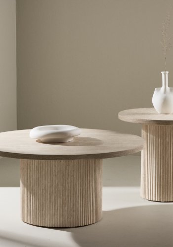 VENTURE HOME Hrn Salongbord 80x38 cm + 50x45 cm - Travertin-look