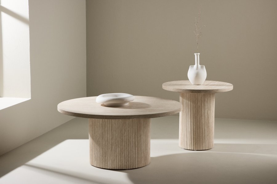 VENTURE HOME Hrn Salongbord 80x38 cm + 50x45 cm - Travertin-look