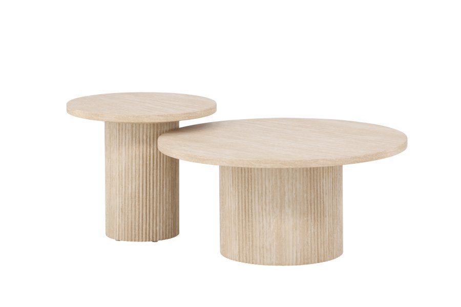 VENTURE HOME Hrn Salongbord 80x38 cm + 50x45 cm - Travertin-look